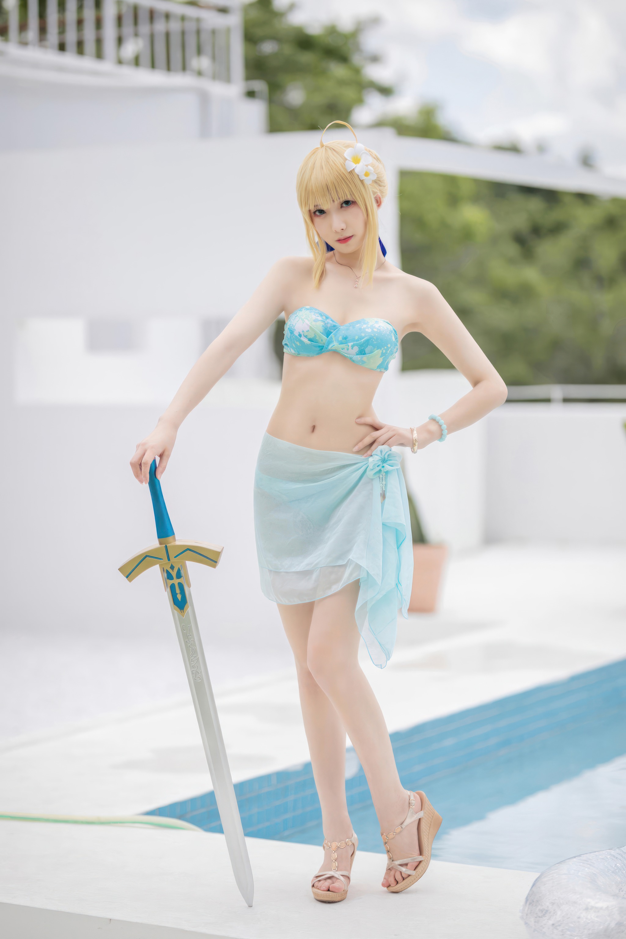 图片[1]-封疆疆v – NO.088 FGO Saber泳装[49P]-XikXak
